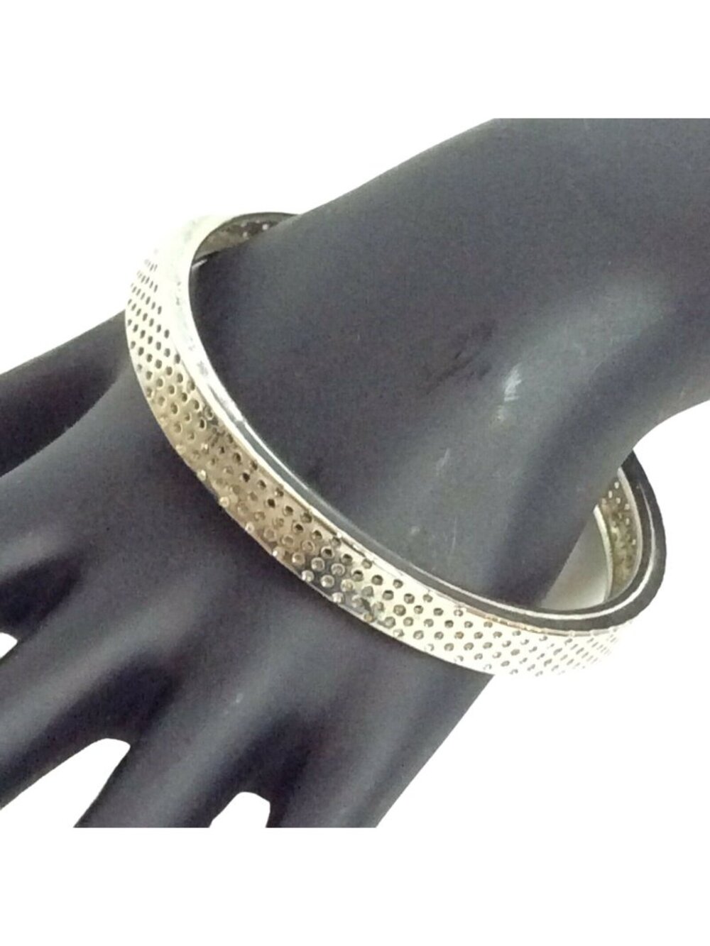Vintage Silverplate Mesh Textured Bangle Bracelet Shiny Minimalist Jewelry